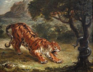 Tiger and Snake by Ferdinand Victor Eugene Delacroix